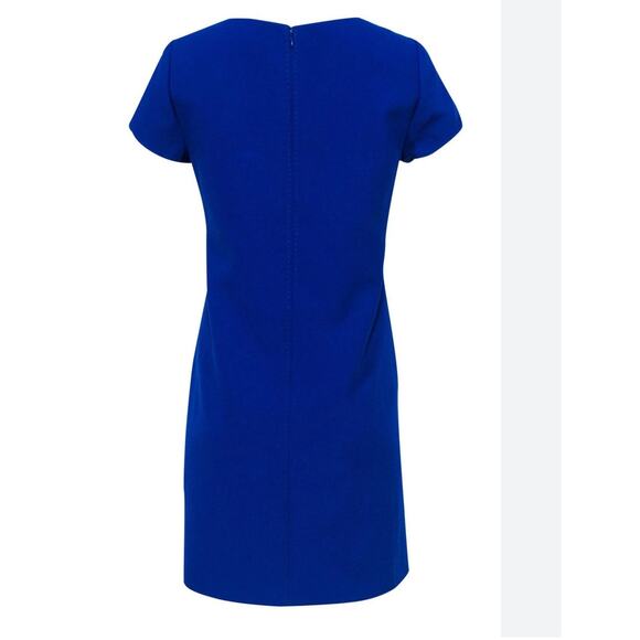 J. CREW Women Presentation Mini Dress Royal Cobalt Blue Bow Crepe Cap Sleeve 4 - Picture 12 of 14